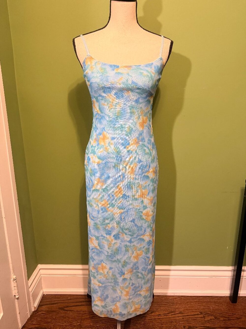 Zara Floral Sheer Mesh Ethereal Bandeau Maxi Dress Y2K Spring Whimsigoth